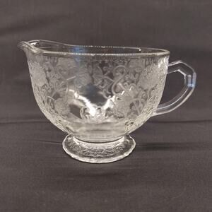 Vintage Depression Glass Hazel-Atlas Florentine #1 "Poppy" Clear Glass Creamer